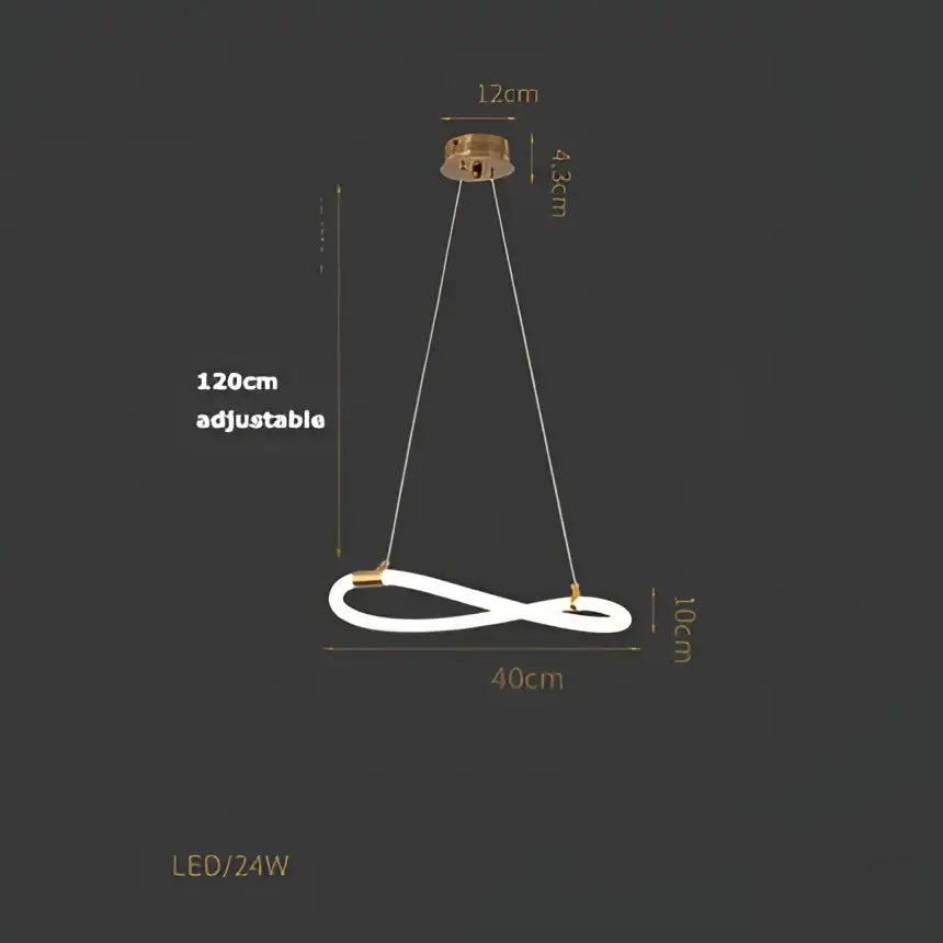 Modern abstract white and gold lines chandelier with infinity-shaped led design and adjustable hanging length for dining room decorbites lines chandelier
