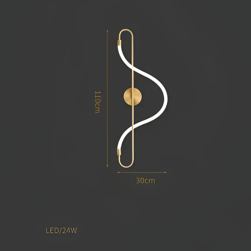 Gold-toned wall sconce with sleek curved white led light fixture for modern abstract decorbites lines chandelier use