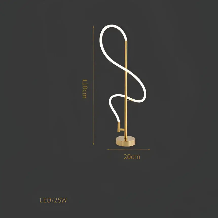 Gold-toned led floor lamp with sleek curved white neon light design for decorbites lines chandelier dining room lighting