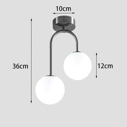 Modern Acrylic Ball Ceiling Light for Home - 2 lamp-Black / Warm White