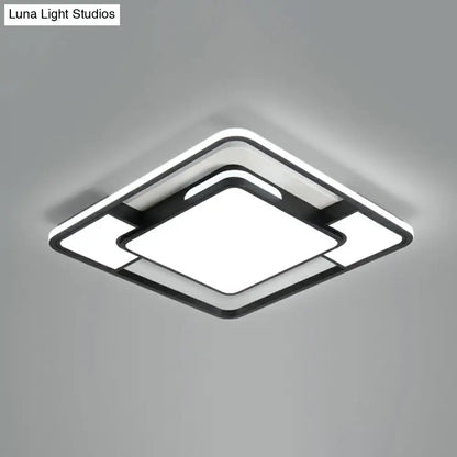 DecorBites™ DecorBites™ Modern Acrylic Black and White LED Flushmount for Bedroom - Square Ceiling Flush Mount Light