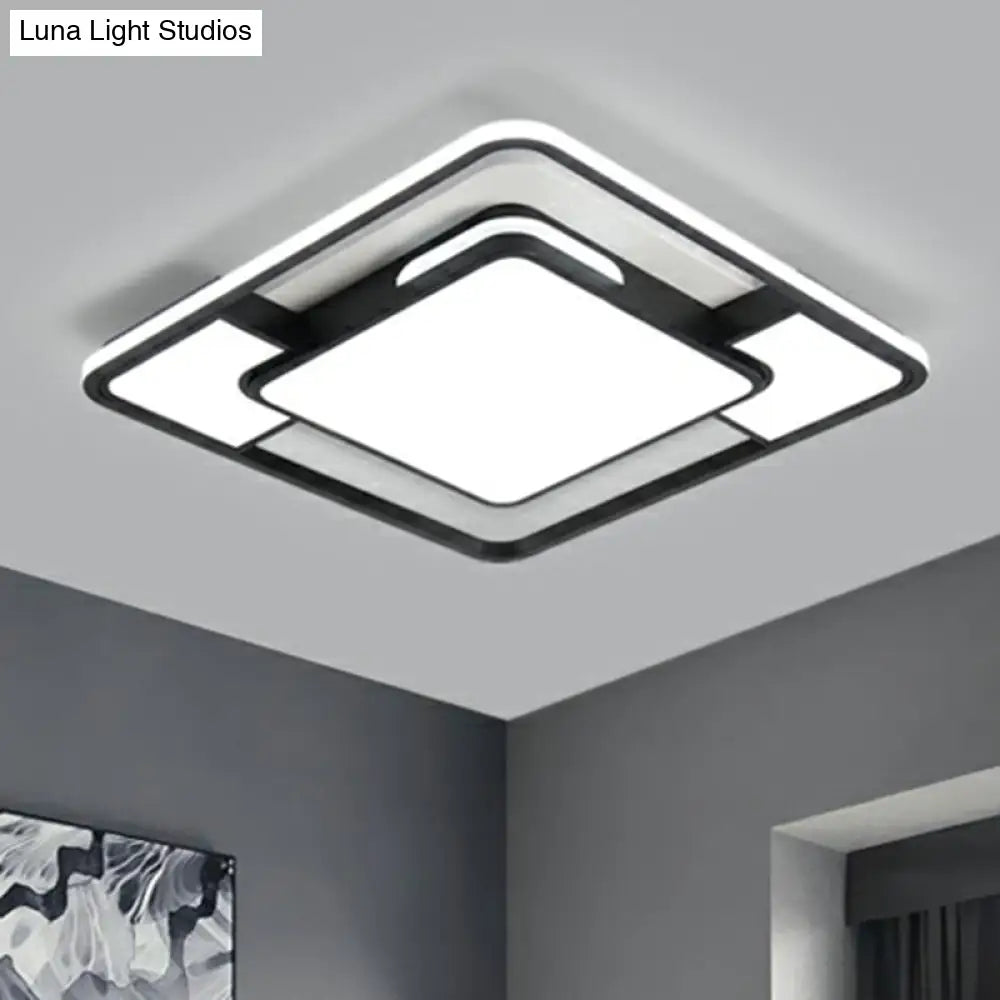 DecorBites™ DecorBites™ Modern Acrylic Black and White LED Flushmount for Bedroom - Square Ceiling Flush Mount Light