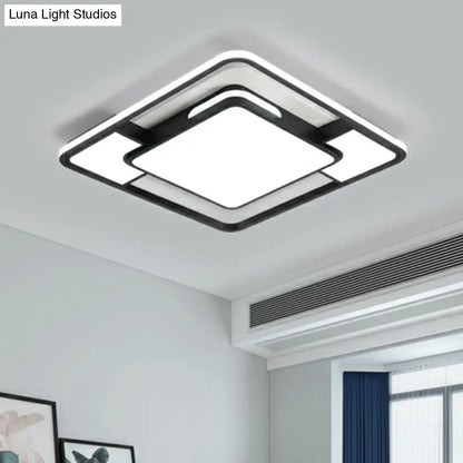 DecorBites™ DecorBites™ Modern Acrylic Black and White LED Flushmount for Bedroom - Square Ceiling Flush Mount Light