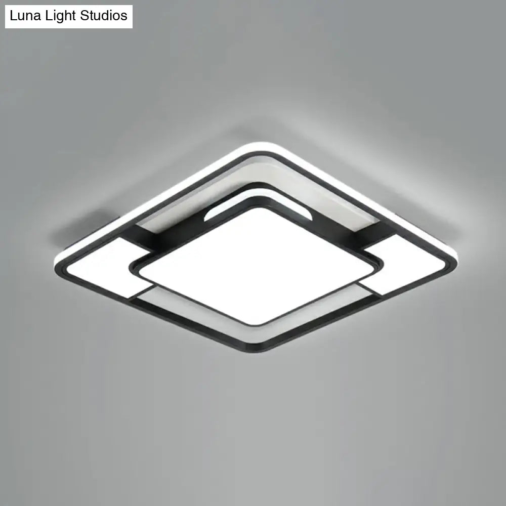 DecorBites™ DecorBites™ Modern Acrylic Black and White LED Flushmount for Bedroom - Square Ceiling Flush Mount Light