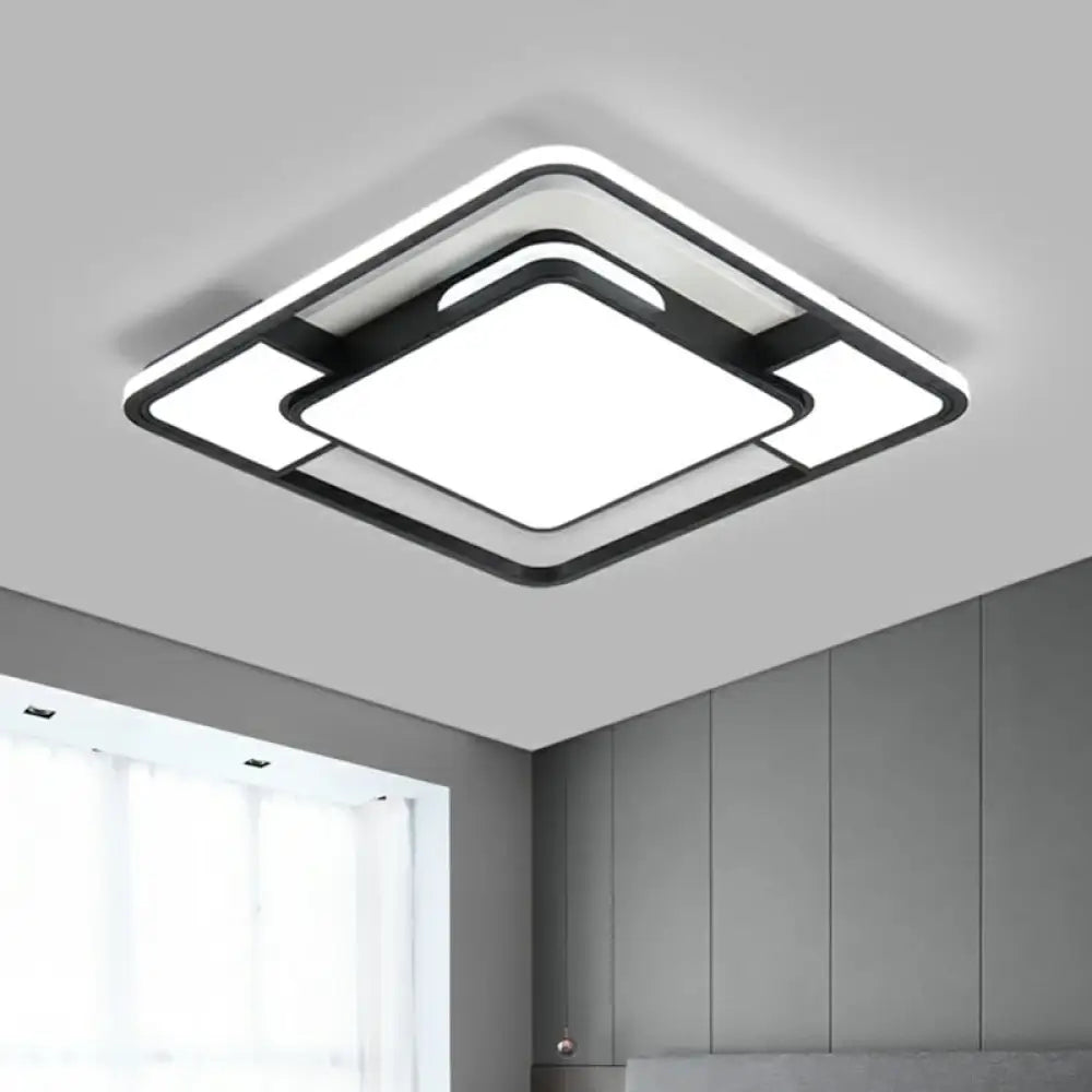 DecorBites™ DecorBites™ Modern Acrylic Black and White LED Flushmount for Bedroom - Square Ceiling Flush Mount Light
