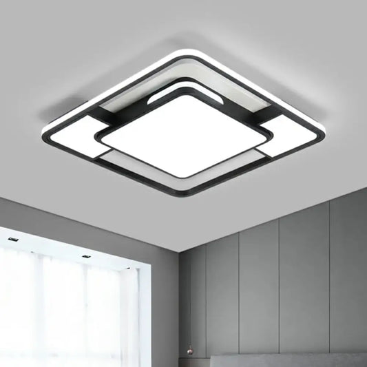 DecorBites™ DecorBites™ Modern Acrylic Black and White LED Flushmount for Bedroom - Square Ceiling Flush Mount Light
