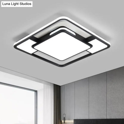 DecorBites™ DecorBites™ Modern Acrylic Black and White LED Flushmount for Bedroom - Square Ceiling Flush Mount Light