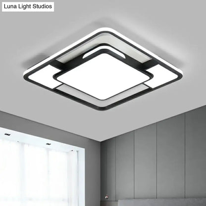 DecorBites™ DecorBites™ Modern Acrylic Black and White LED Flushmount for Bedroom - Square Ceiling Flush Mount Light