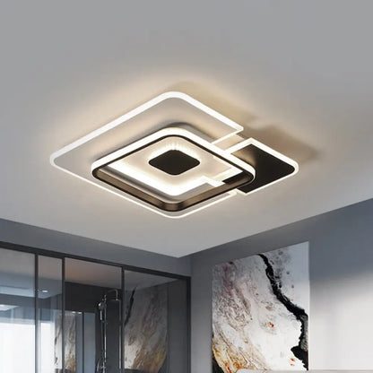 DecorBites™ DecorBites™ Modern Acrylic Black and White Patchwork Ceiling Lamp - LED Flush Mount