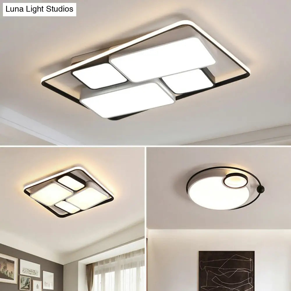 DecorBites™ DecorBites™ Modern Acrylic Black Flush-Mount Ceiling Light for Living Room