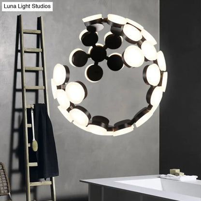 Lámpara de araña moderna acrílica negra con globo LED para iluminación de comedor