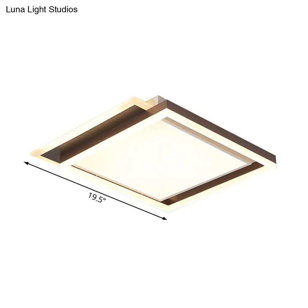 DecorBites™ DecorBites™ Modern Acrylic Brown LED Flush Light for Bedroom Ceiling - 16"/19.5"/35.5" Width in Warm/White Light