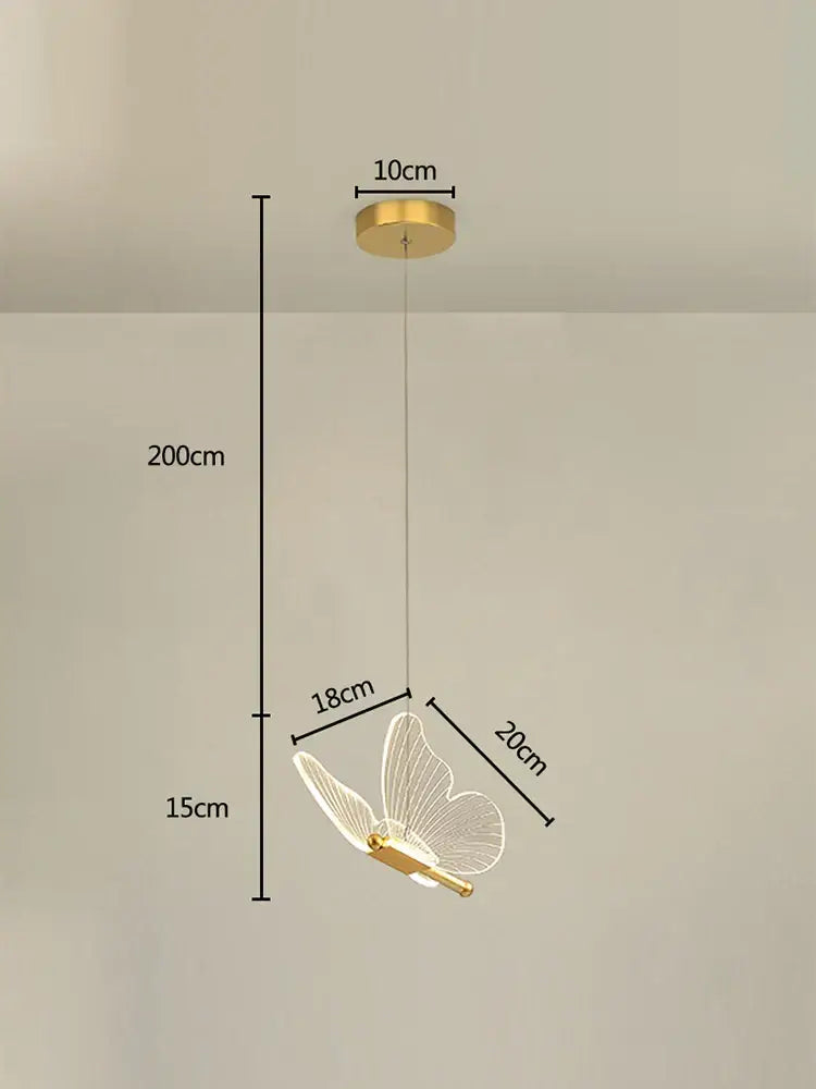 Gold-toned butterfly led chandelier with translucent acrylic wings and modern design for bedroom decorbites butterfly led lighting