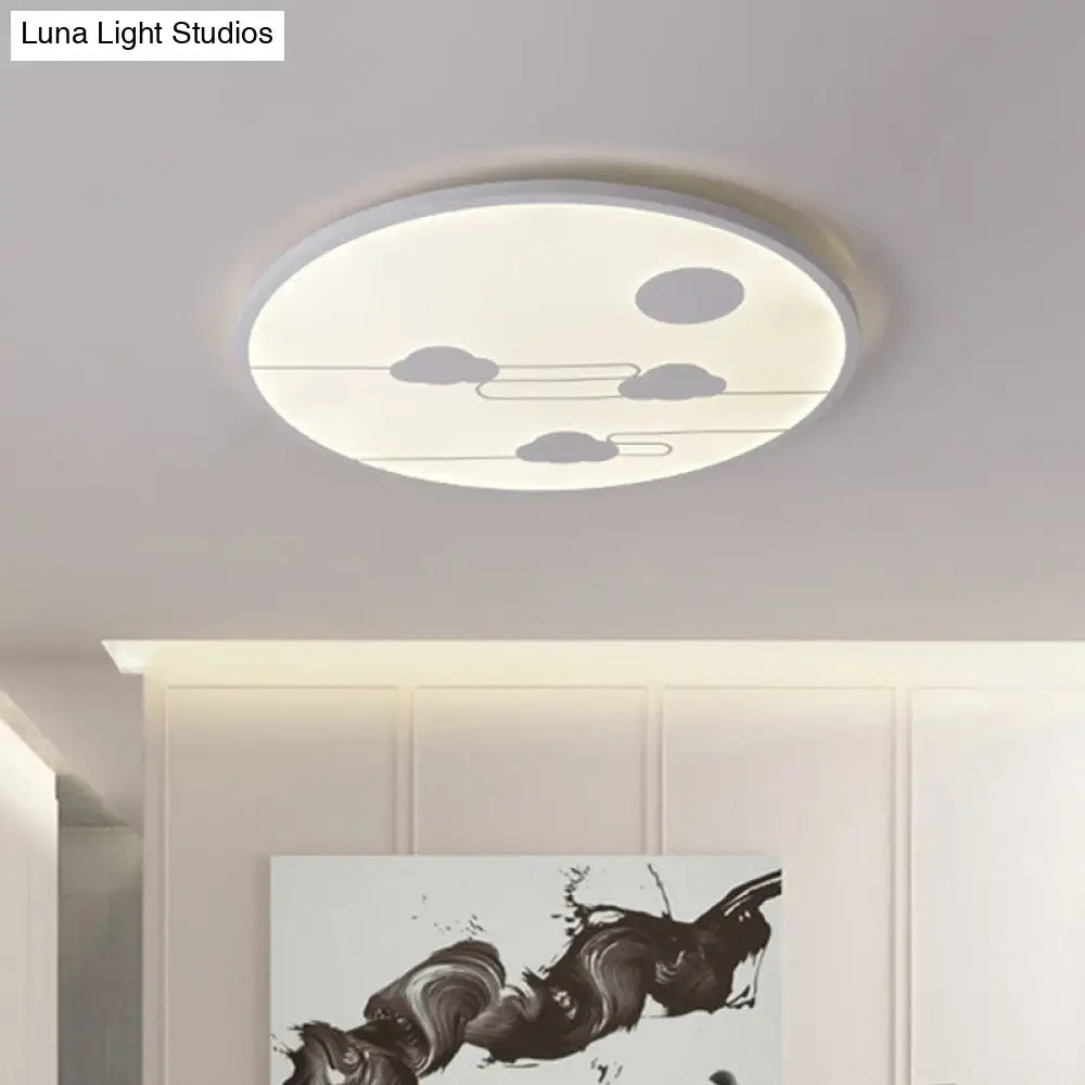 DecorBites™ DecorBites™ Modern Acrylic Circle Flush Light Fixture - White/Black LED Flush Mount with Cloud Pattern - Warm/White Light, 18"/23.5" Dia