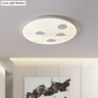 DecorBites™ DecorBites™ Modern Acrylic Circle Flush Light Fixture - White/Black LED Flush Mount with Cloud Pattern - Warm/White Light, 18"/23.5" Dia
