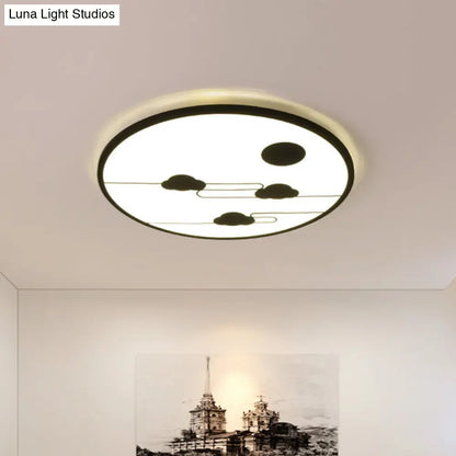 DecorBites™ DecorBites™ Modern Acrylic Circle Flush Light Fixture - White/Black LED Flush Mount with Cloud Pattern - Warm/White Light, 18"/23.5" Dia