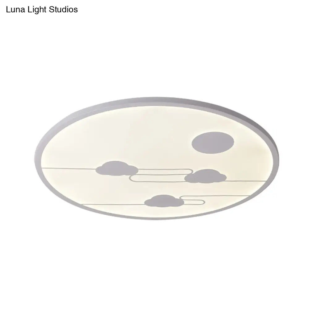 DecorBites™ DecorBites™ Modern Acrylic Circle Flush Light Fixture - White/Black LED Flush Mount with Cloud Pattern - Warm/White Light, 18"/23.5" Dia