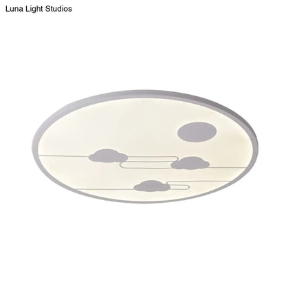 DecorBites™ DecorBites™ Modern Acrylic Circle Flush Light Fixture - White/Black LED Flush Mount with Cloud Pattern - Warm/White Light, 18"/23.5" Dia