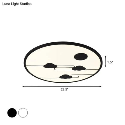 DecorBites™ DecorBites™ Modern Acrylic Circle Flush Light Fixture - White/Black LED Flush Mount with Cloud Pattern - Warm/White Light, 18"/23.5" Dia
