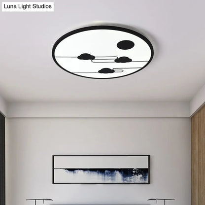 DecorBites™ DecorBites™ Modern Acrylic Circle Flush Light Fixture - White/Black LED Flush Mount with Cloud Pattern - Warm/White Light, 18"/23.5" Dia