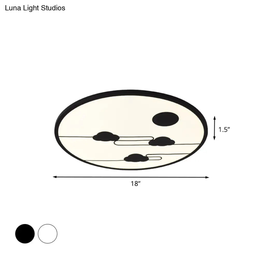 DecorBites™ DecorBites™ Modern Acrylic Circle Flush Light Fixture - White/Black LED Flush Mount with Cloud Pattern - Warm/White Light, 18"/23.5" Dia