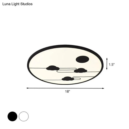 DecorBites™ DecorBites™ Modern Acrylic Circle Flush Light Fixture - White/Black LED Flush Mount with Cloud Pattern - Warm/White Light, 18"/23.5" Dia
