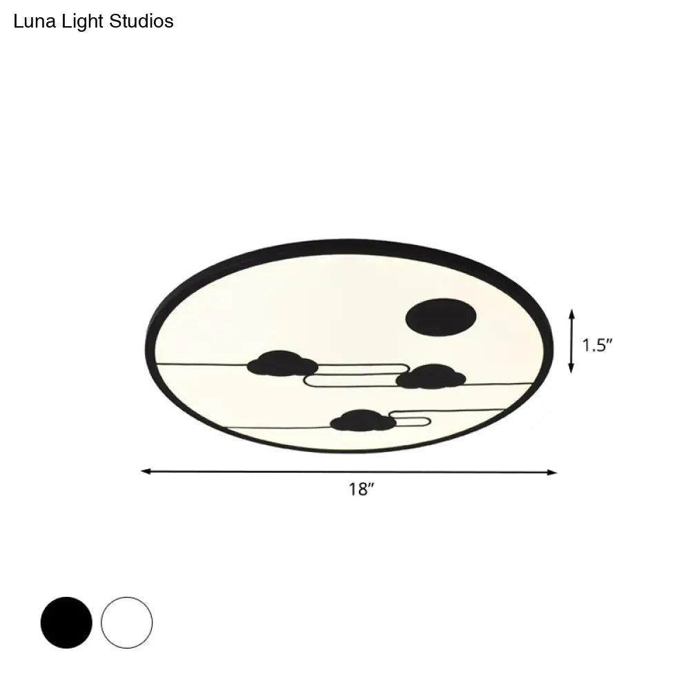 DecorBites™ DecorBites™ Modern Acrylic Circle Flush Light Fixture - White/Black LED Flush Mount with Cloud Pattern - Warm/White Light, 18"/23.5" Dia