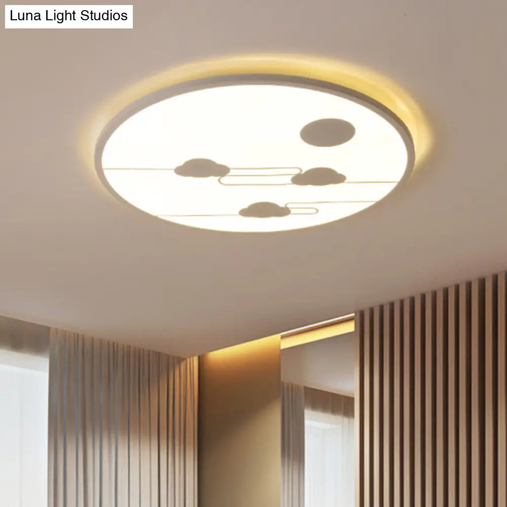 DecorBites™ DecorBites™ Modern Acrylic Circle Flush Light Fixture - White/Black LED Flush Mount with Cloud Pattern - Warm/White Light, 18"/23.5" Dia