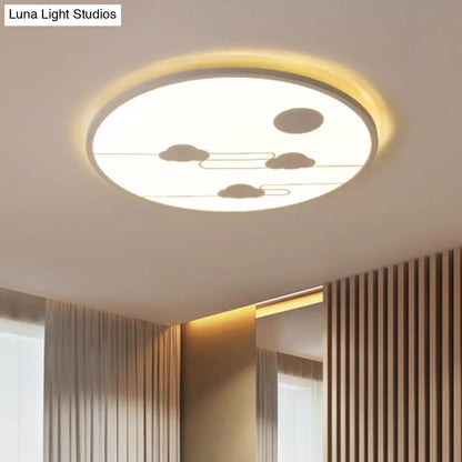 DecorBites™ DecorBites™ Modern Acrylic Circle Flush Light Fixture - White/Black LED Flush Mount with Cloud Pattern - Warm/White Light, 18"/23.5" Dia