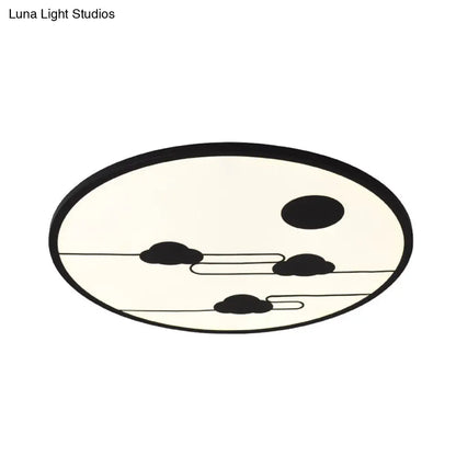 DecorBites™ DecorBites™ Modern Acrylic Circle Flush Light Fixture - White/Black LED Flush Mount with Cloud Pattern - Warm/White Light, 18"/23.5" Dia