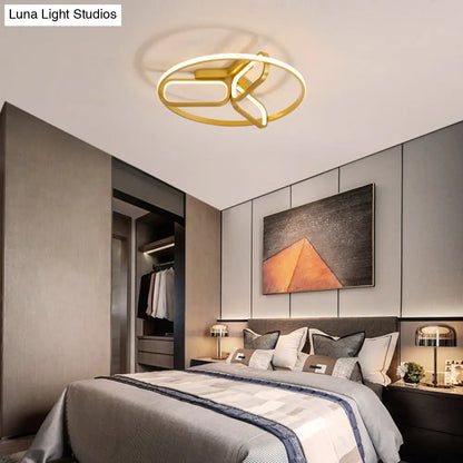 DecorBites™ DecorBites™ Modern Acrylic Circular Flush Light: 18"/21.5" Wide LED Bedroom Ceiling Mount Lamp in Black/White/Gold