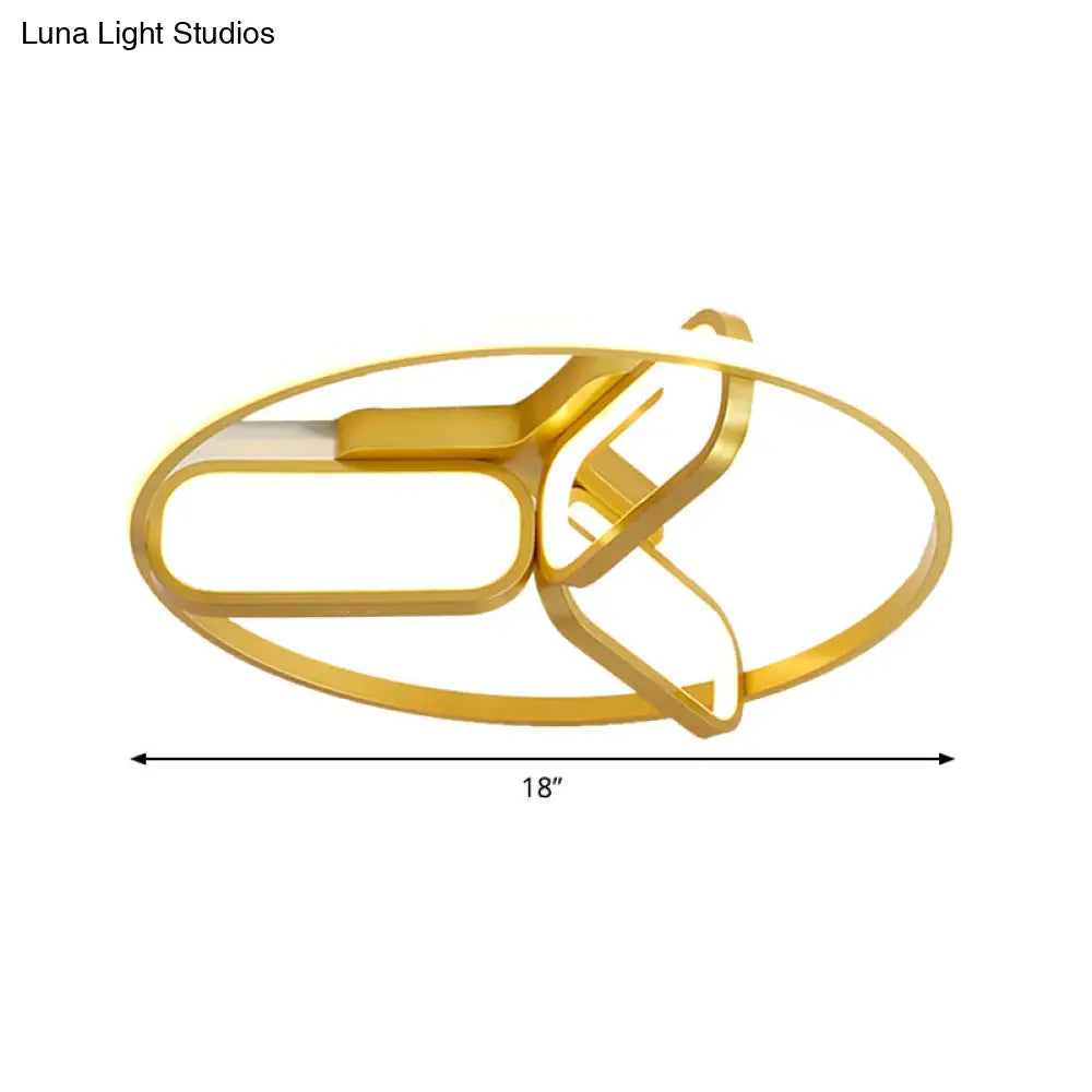 DecorBites™ DecorBites™ Modern Acrylic Circular Flush Light: 18"/21.5" Wide LED Bedroom Ceiling Mount Lamp in Black/White/Gold