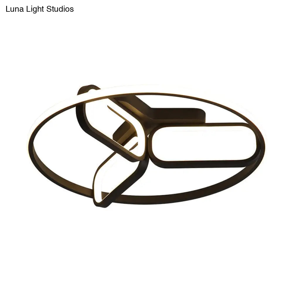 DecorBites™ DecorBites™ Modern Acrylic Circular Flush Light: 18"/21.5" Wide LED Bedroom Ceiling Mount Lamp in Black/White/Gold