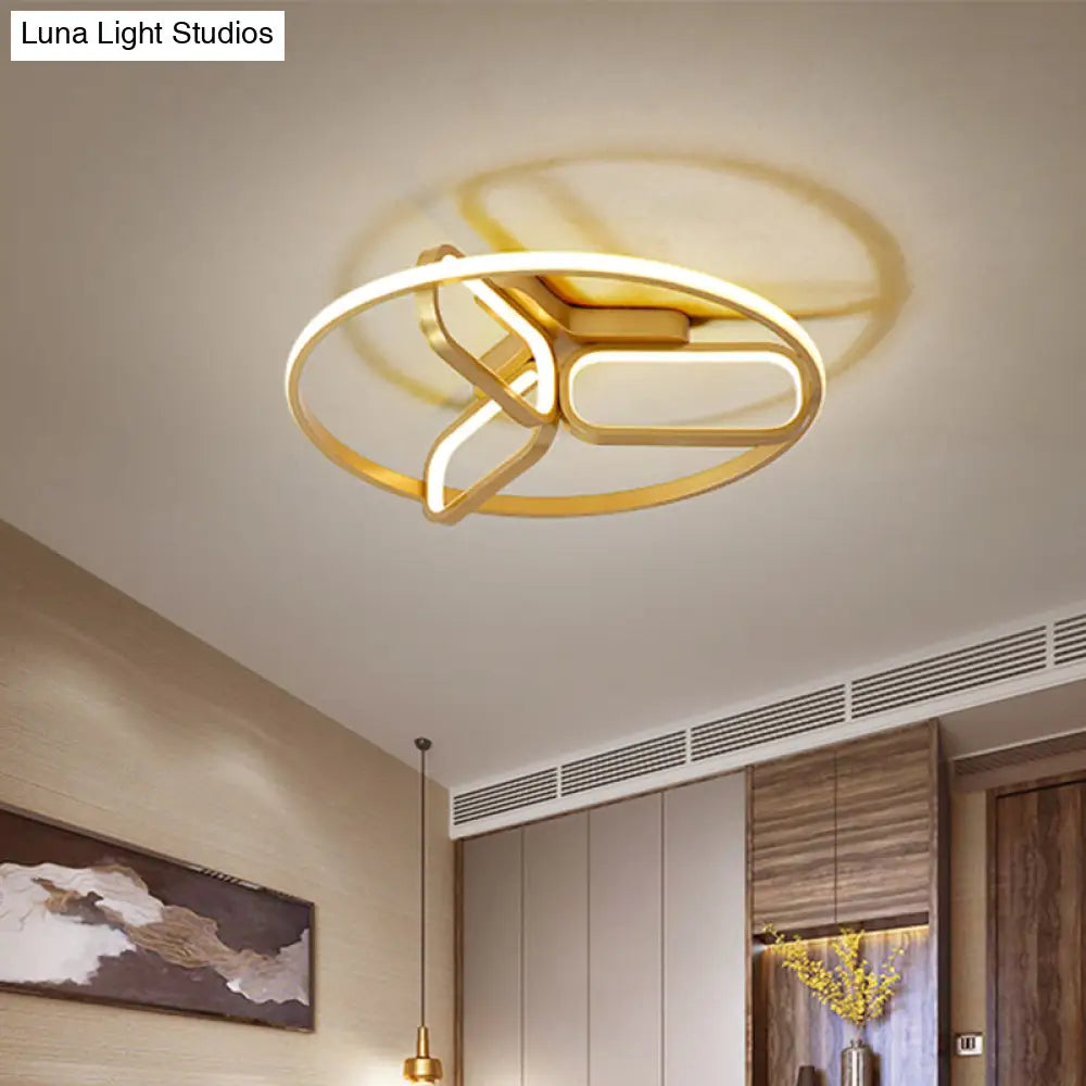 DecorBites™ DecorBites™ Modern Acrylic Circular Flush Light: 18"/21.5" Wide LED Bedroom Ceiling Mount Lamp in Black/White/Gold
