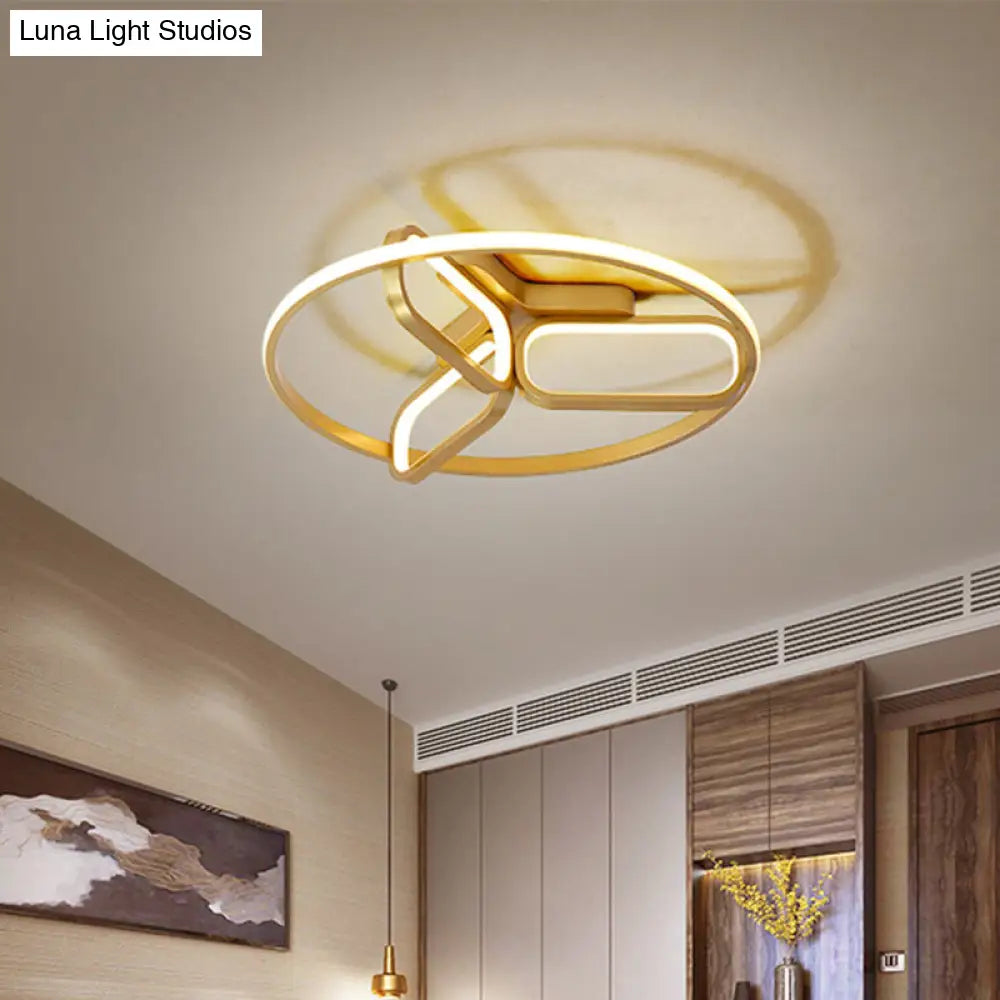 DecorBites™ DecorBites™ Modern Acrylic Circular Flush Light: 18"/21.5" Wide LED Bedroom Ceiling Mount Lamp in Black/White/Gold