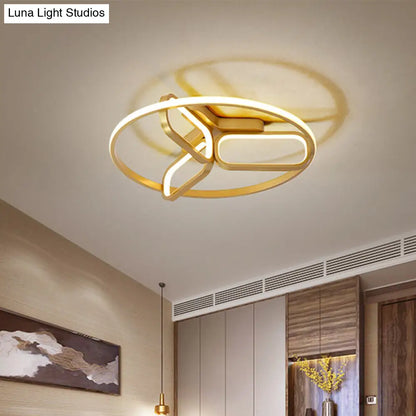 DecorBites™ DecorBites™ Modern Acrylic Circular Flush Light: 18"/21.5" Wide LED Bedroom Ceiling Mount Lamp in Black/White/Gold