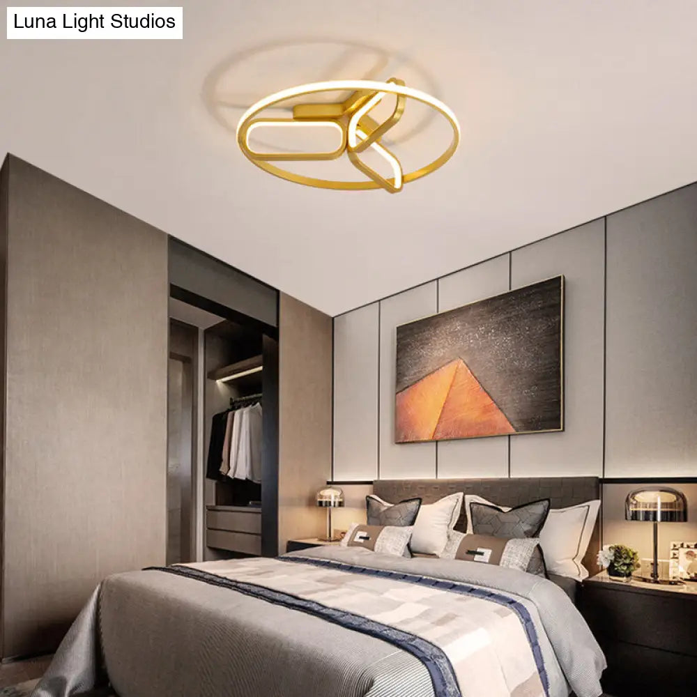 DecorBites™ DecorBites™ Modern Acrylic Circular Flush Light: 18"/21.5" Wide LED Bedroom Ceiling Mount Lamp in Black/White/Gold
