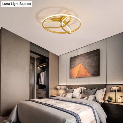 DecorBites™ DecorBites™ Modern Acrylic Circular Flush Light: 18"/21.5" Wide LED Bedroom Ceiling Mount Lamp in Black/White/Gold