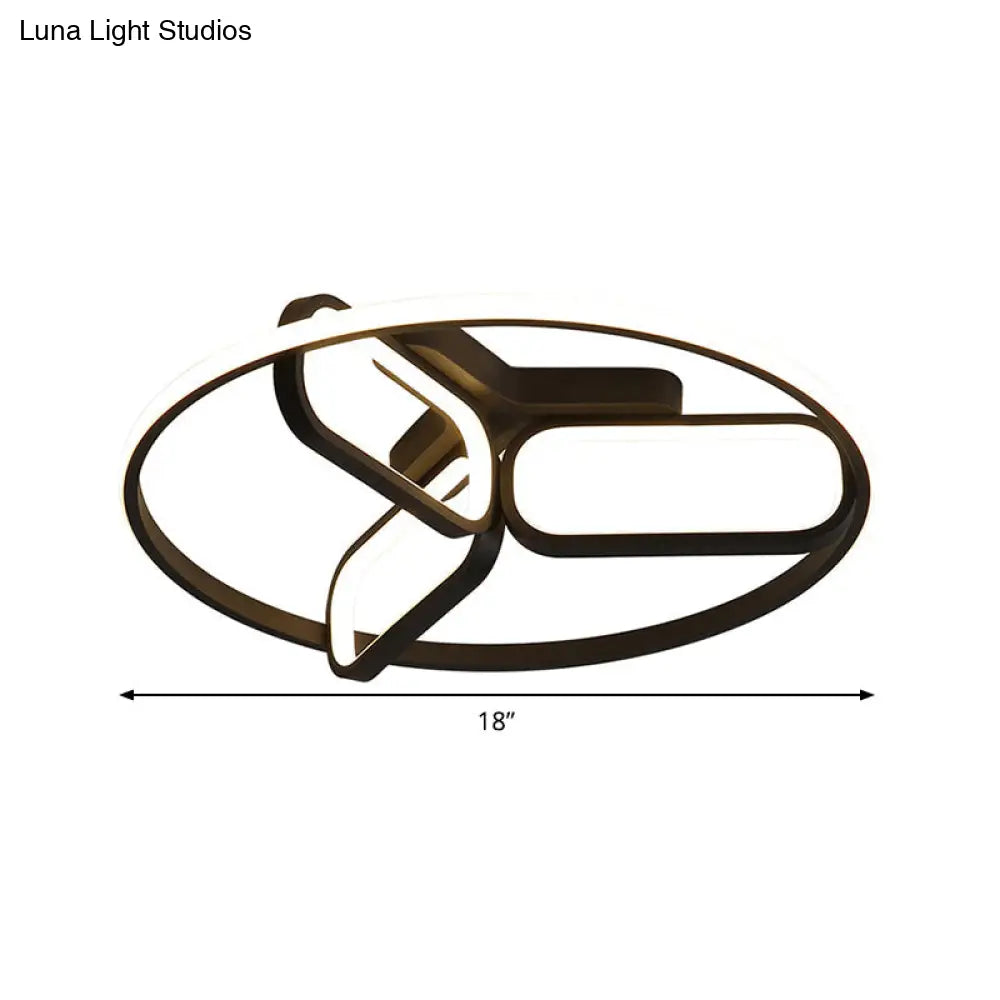 DecorBites™ DecorBites™ Modern Acrylic Circular Flush Light: 18"/21.5" Wide LED Bedroom Ceiling Mount Lamp in Black/White/Gold