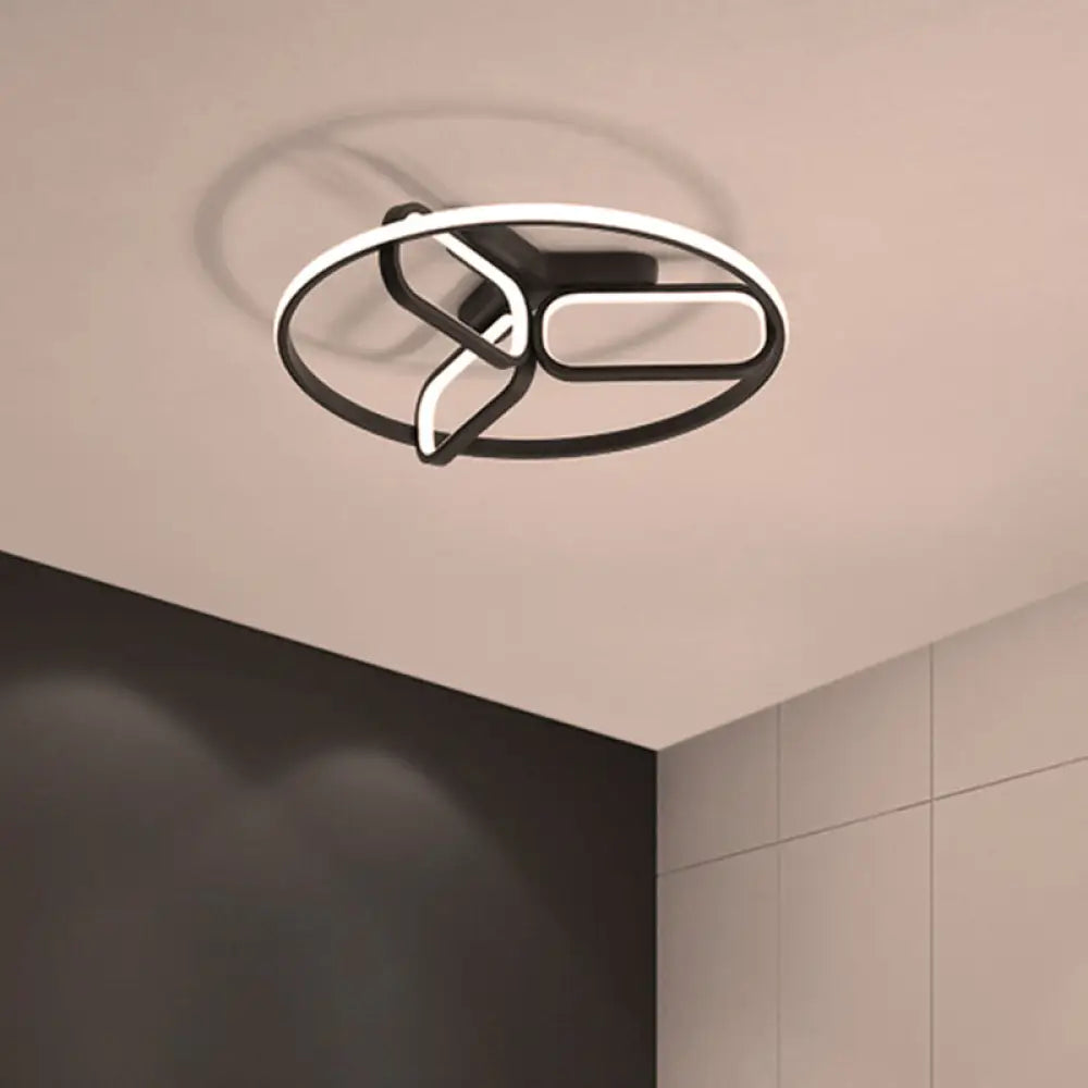 DecorBites™ DecorBites™ Modern Acrylic Circular Flush Light: 18"/21.5" Wide LED Bedroom Ceiling Mount Lamp in Black/White/Gold