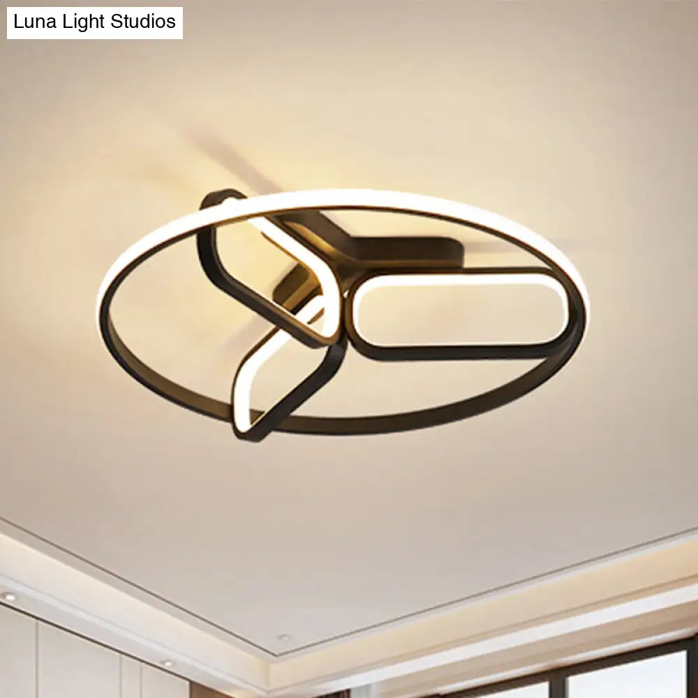 DecorBites™ DecorBites™ Modern Acrylic Circular Flush Light: 18"/21.5" Wide LED Bedroom Ceiling Mount Lamp in Black/White/Gold