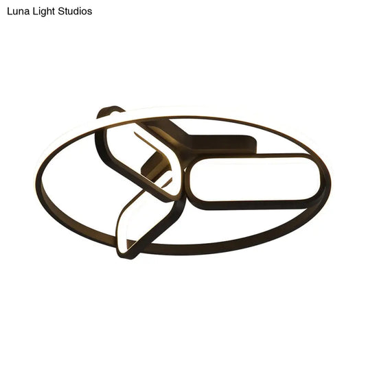 DecorBites™ DecorBites™ Modern Acrylic Circular Flush Light: 18"/21.5" Wide LED Bedroom Ceiling Mount Lamp in Black/White/Gold