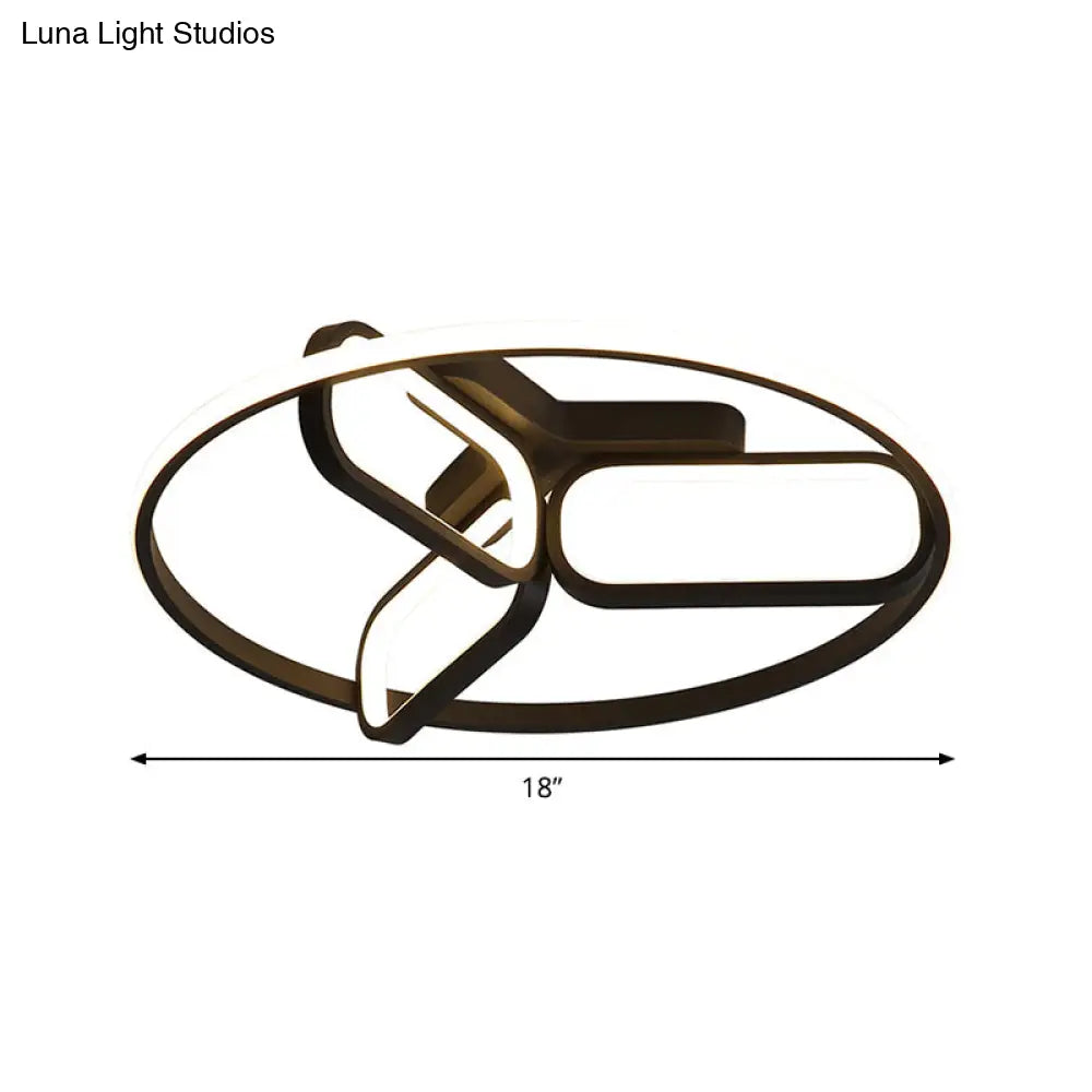 DecorBites™ DecorBites™ Modern Acrylic Circular Flush Light: 18"/21.5" Wide LED Bedroom Ceiling Mount Lamp in Black/White/Gold