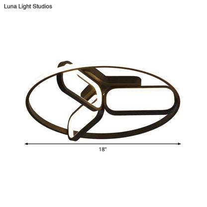 DecorBites™ DecorBites™ Modern Acrylic Circular Flush Light: 18"/21.5" Wide LED Bedroom Ceiling Mount Lamp in Black/White/Gold