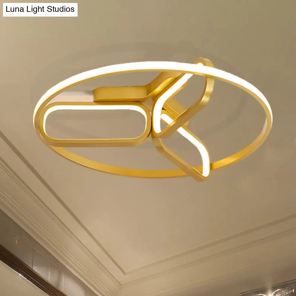 DecorBites™ DecorBites™ Modern Acrylic Circular Flush Light: 18"/21.5" Wide LED Bedroom Ceiling Mount Lamp in Black/White/Gold