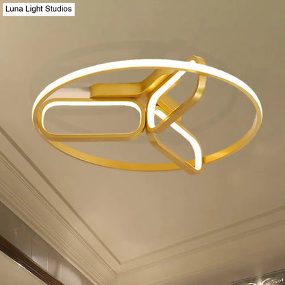 DecorBites™ DecorBites™ Modern Acrylic Circular Flush Light: 18"/21.5" Wide LED Bedroom Ceiling Mount Lamp in Black/White/Gold