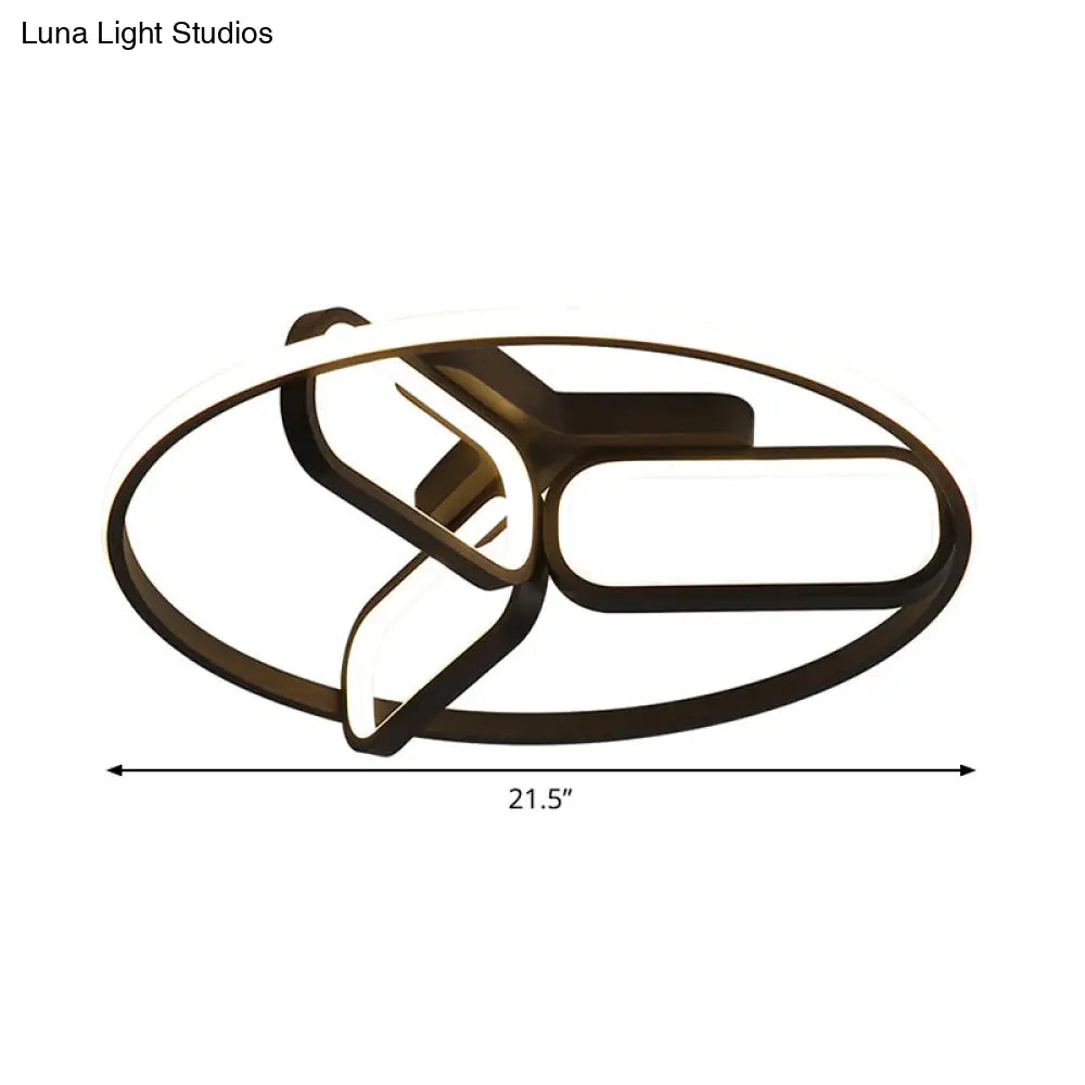 DecorBites™ DecorBites™ Modern Acrylic Circular Flush Light: 18"/21.5" Wide LED Bedroom Ceiling Mount Lamp in Black/White/Gold