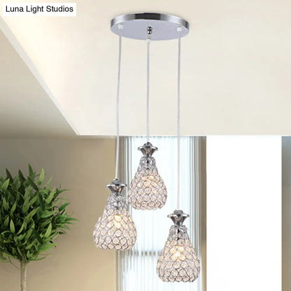 Modern Acrylic Cluster Pendant Light with 3 Chrome Lights for Dining Room