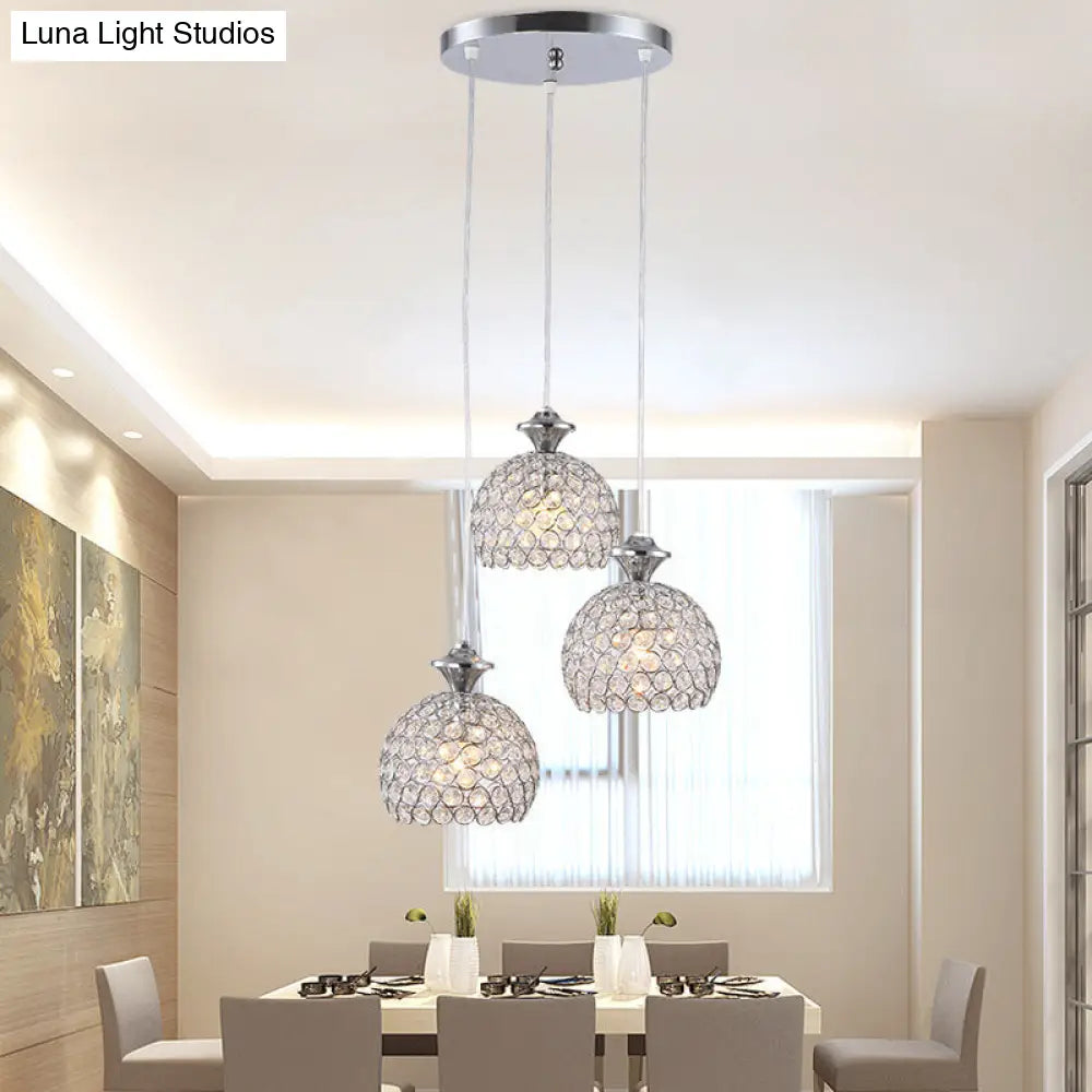 Modern Acrylic Cluster Pendant Light with 3 Chrome Lights for Dining Room