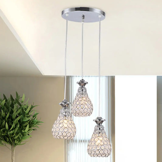 Modern Acrylic Cluster Pendant Light with 3 Chrome Lights for Dining Room